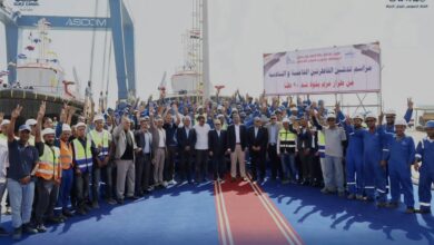 Suez Canal Authority officials attend new tugboat and marine vessel manufacturing activities at the South Red Sea Shipyard in Safaga.