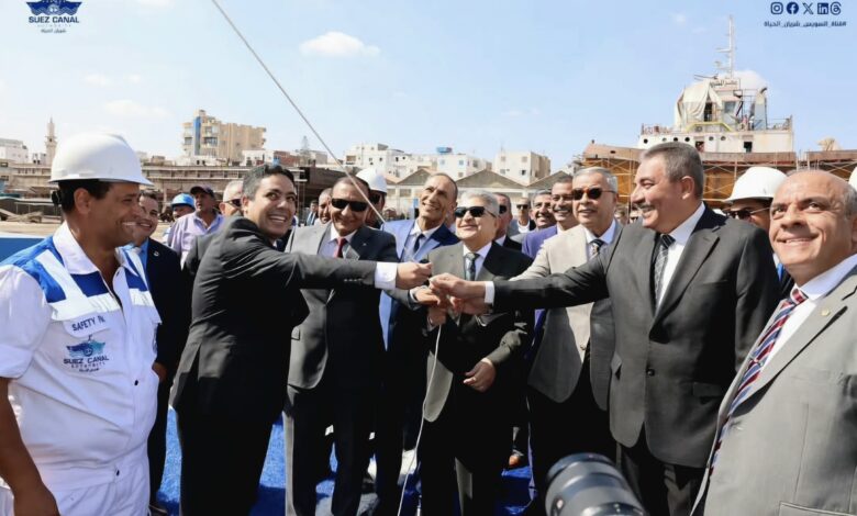 Timsah Shipbuilding tugboats during the launch and keel-laying ceremony attended by Suez Canal Authority Chairman Ossama Rabiee.