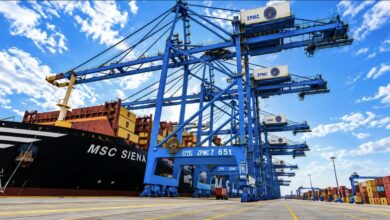 MSC SIENA at Damietta Container Terminal during the inaugural call of the weekly MSC HIMALAYA service.