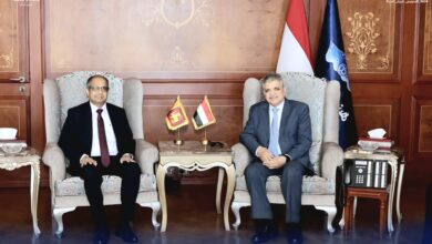 Suez Canal Authority Chairman Ossama Rabiee meets Sri Lankan Ambassador Sisira Senavirathne in Ismailia to discuss maritime cooperation.