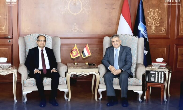 Suez Canal Authority Chairman Ossama Rabiee meets Sri Lankan Ambassador Sisira Senavirathne in Ismailia to discuss maritime cooperation.