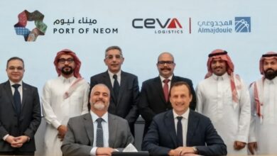 Port of NEOM and CEVA Almajdouie Logistics collaboration on multimodal freight connectivity.