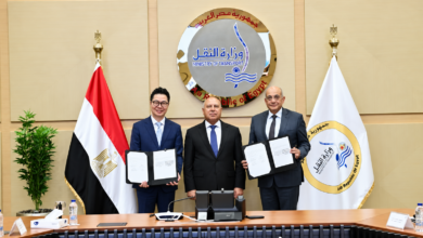 Signing ceremony for the El Max Port dry bulk terminal memorandum of understanding between Alexandria Port Authority and Xiamen C&D, attended by Egypt’s Minister of Transport Kamel El-Wazir.