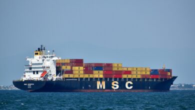 MSC container ship representing the Regional Cost Recovery surcharge on Europe-Middle East cargo